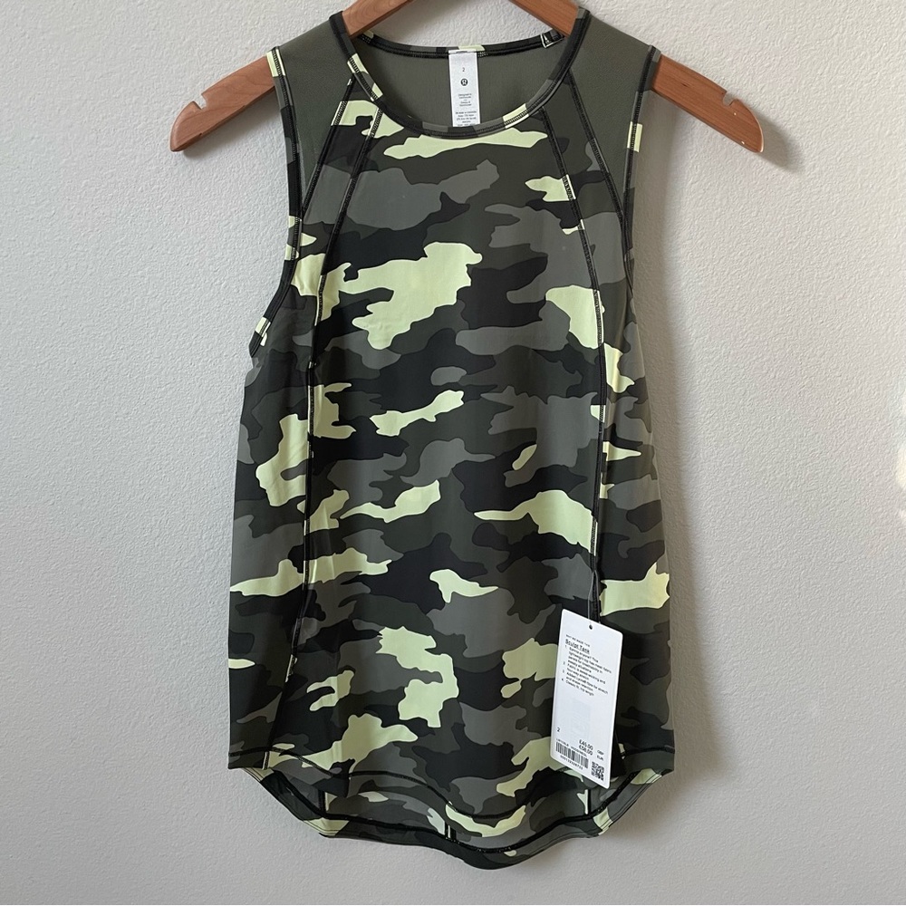 NWT Lululemon Sculpt Tank Heritage Camo Crispin Green Multi/Medium Olive Size 2